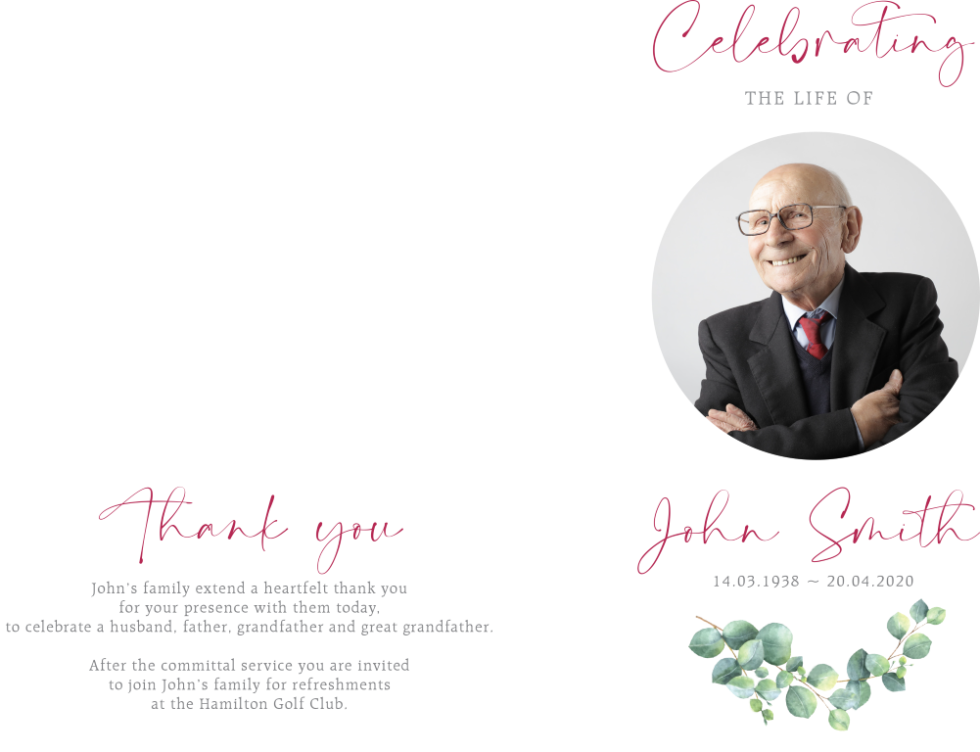 Service Sheets - F Greed & Sons Funerals