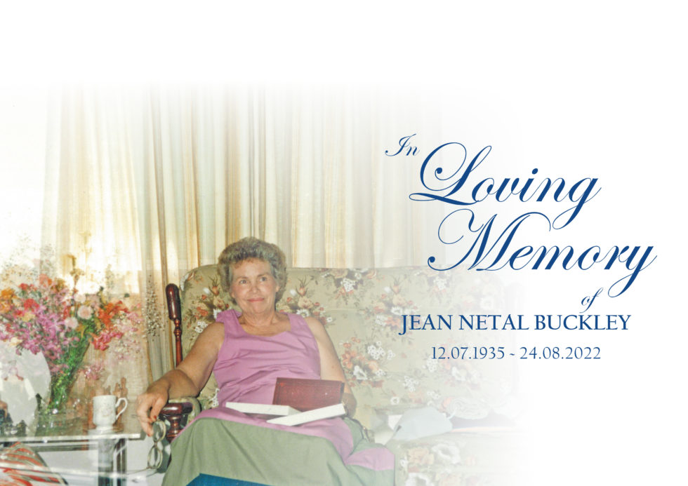 Memorial Tribute Jean Buckley F Greed & Sons Funerals