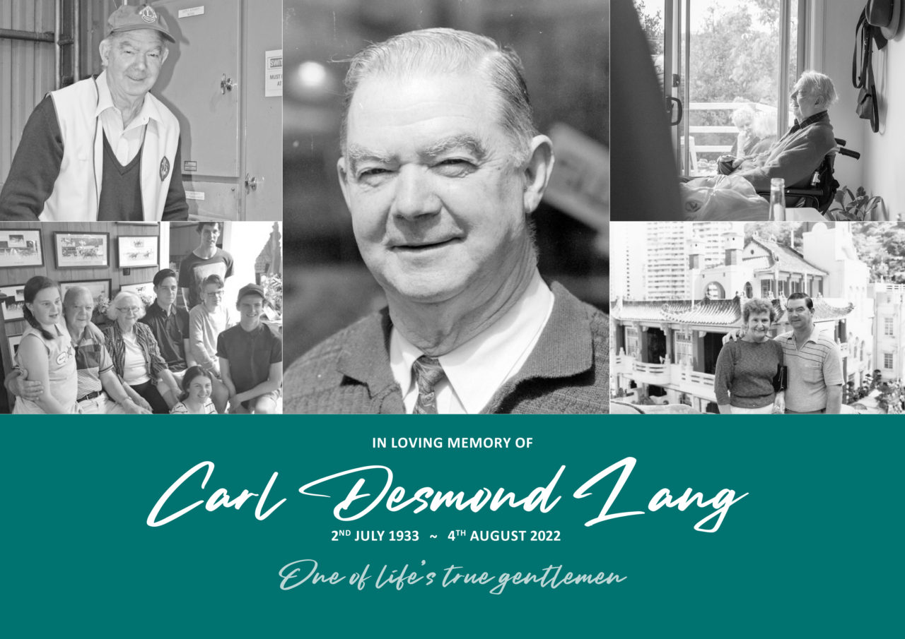 Memorial Tribute Carl Lang - F Greed & Sons Funerals