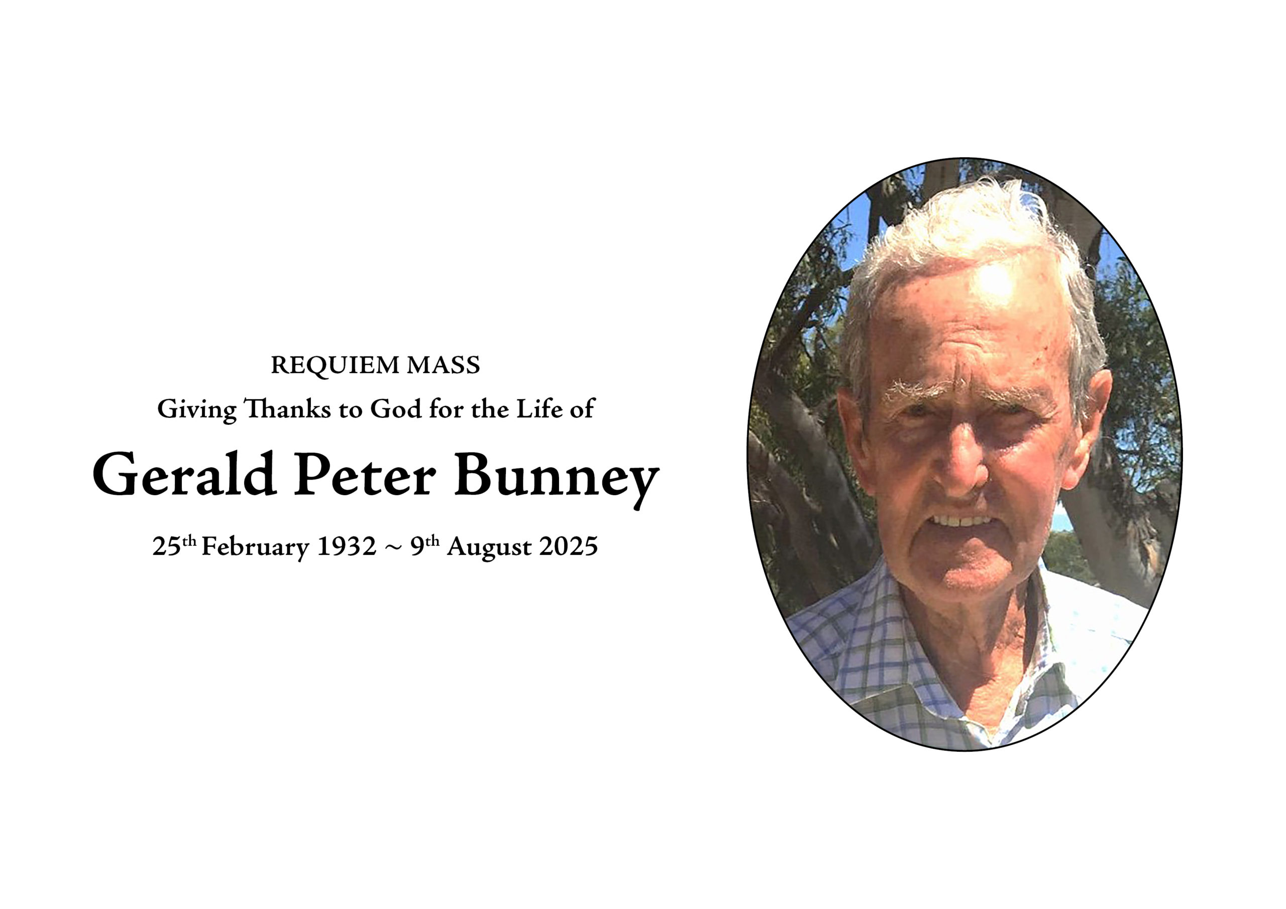 Gerald Peter Bunney - Service Sheet COV