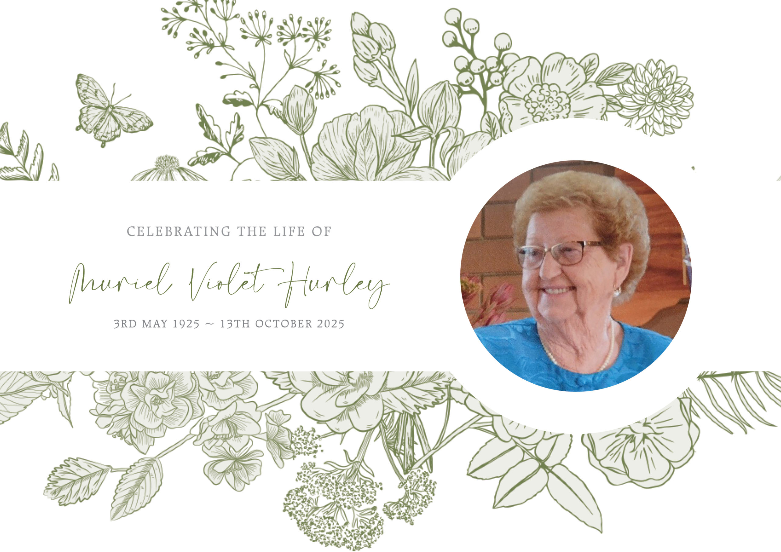 Muriel Violet Hurley - Service Sheet COV
