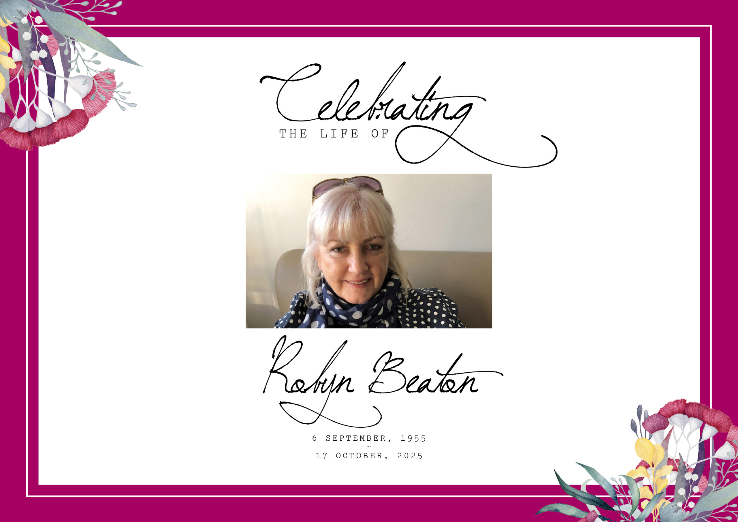 Robyn Margaret Beaton - Service Sheet COV
