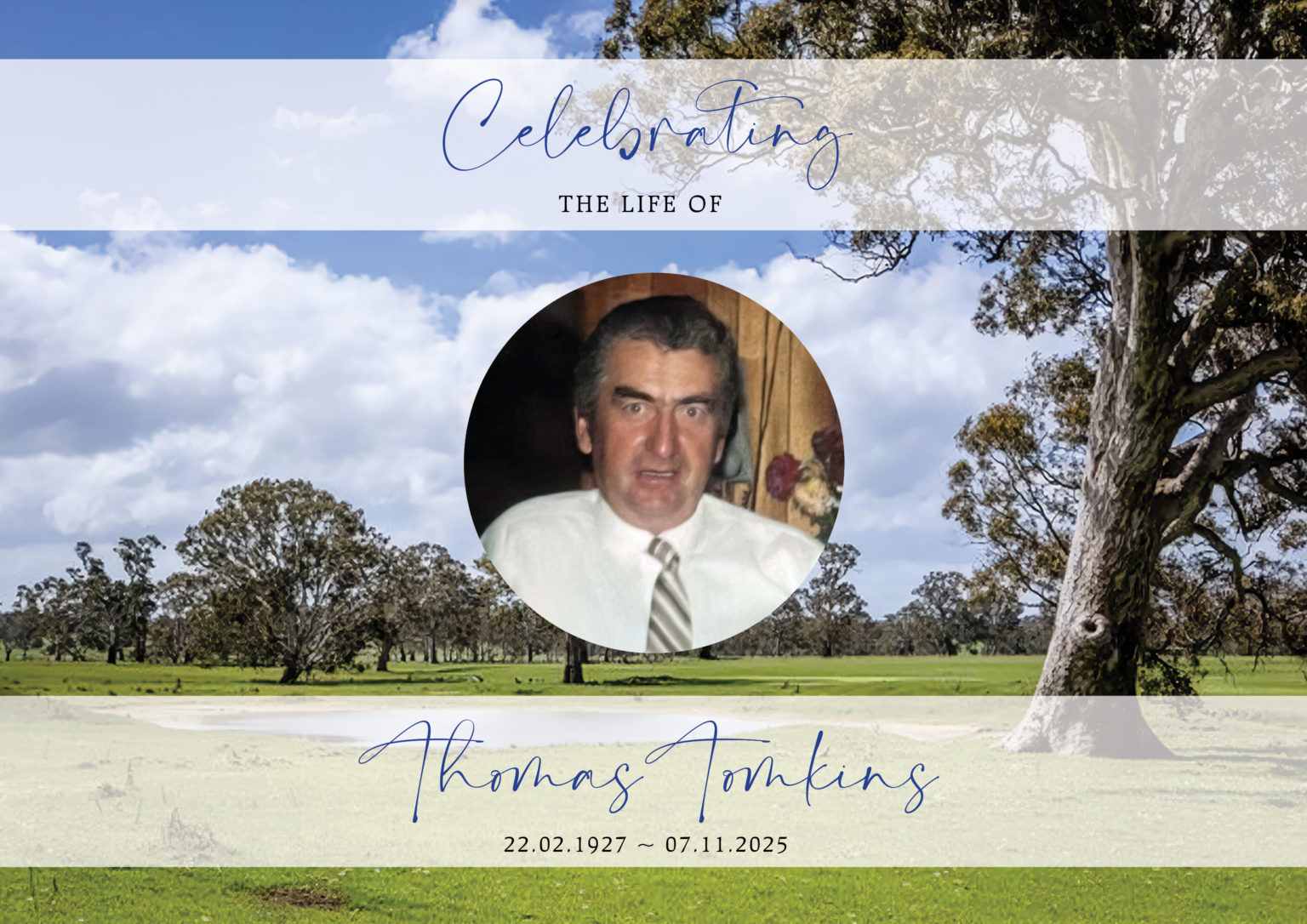 Memorial Tribute Thomas Arthur Tomkins - F Greed & Sons Funerals